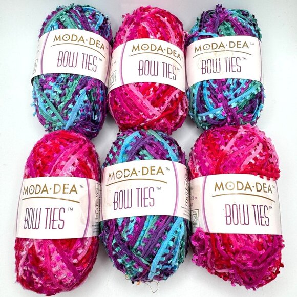 Moda Dea Bow Ties Yarn Skein 6 Pc 100% Nylon Multi-Color Flirt Calypso 64 yd EA - Picture 1 of 10